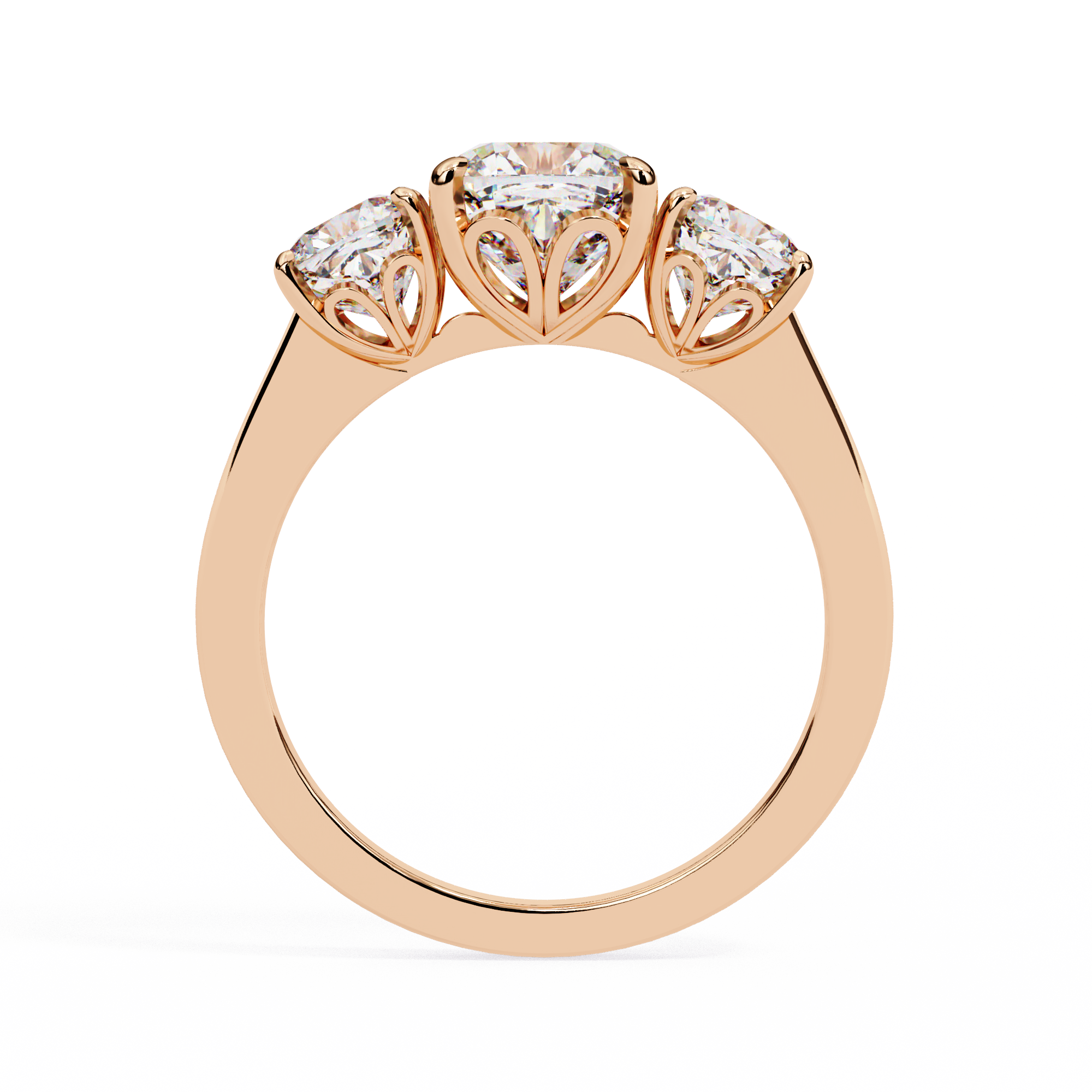 Pear-Shaped Diamond Solitaire Ring with Pavé Band — 10k–18k Gold