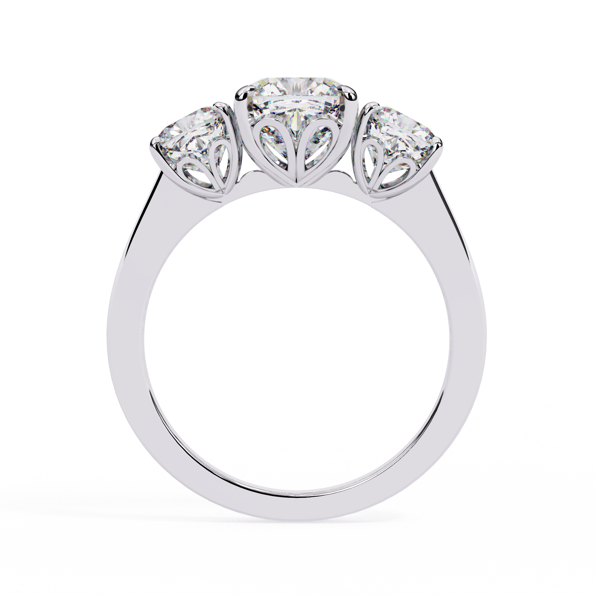 Pear-Shaped Diamond Solitaire Ring with Pavé Band — 10k–18k Gold