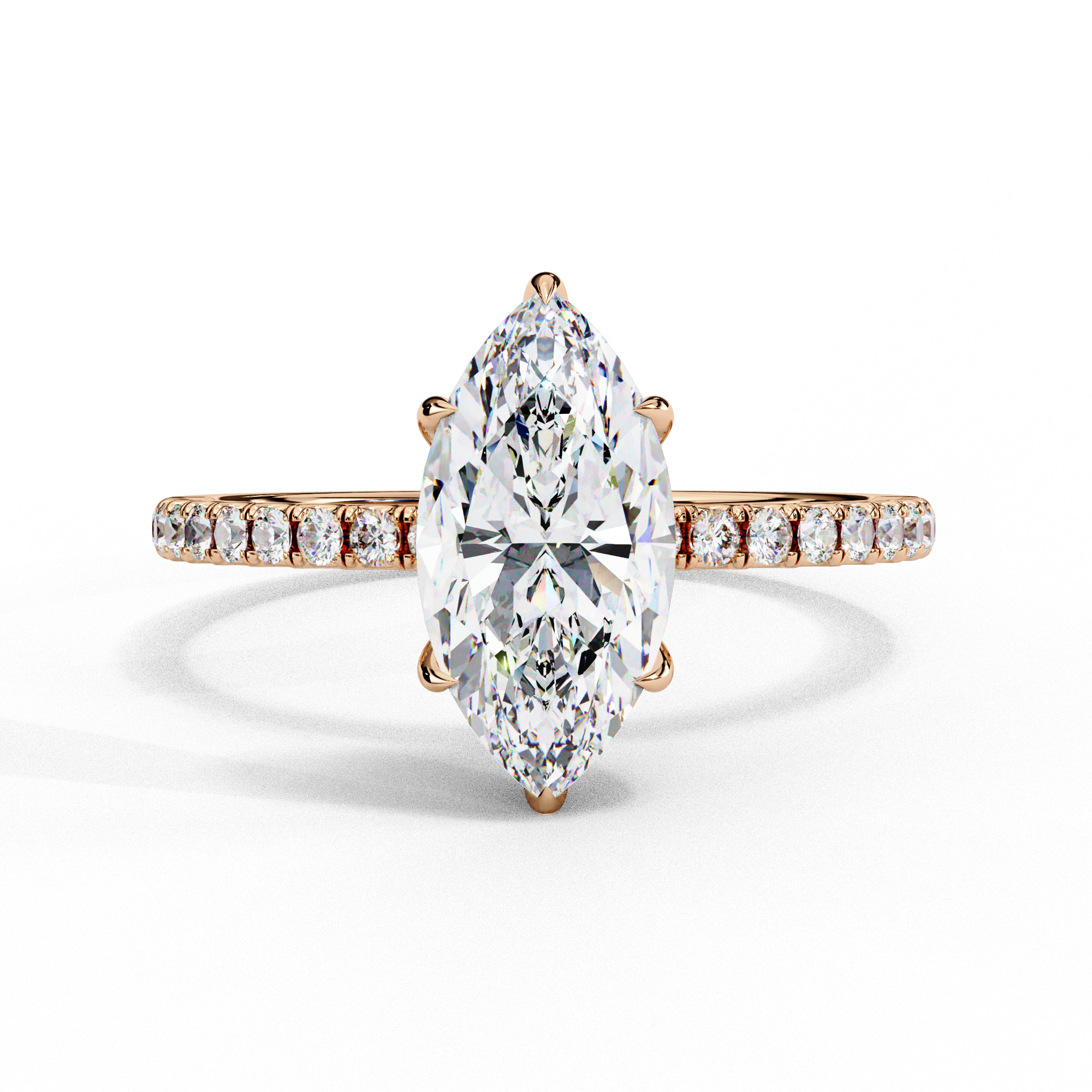 Oval-Cut Diamond Solitaire Ring with Pavé Band — 10k–18k Gold