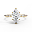 Oval-Cut Diamond Solitaire Ring with Pavé Band — 10k–18k Gold
