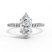 Oval-Cut Diamond Solitaire Ring with Pavé Band — 10k–18k Gold