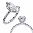 Oval-Cut Diamond Solitaire Ring with Pavé Band — 10k–18k Gold
