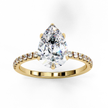Diamond Solitaire Ring with Pavé Band — 10k–18k Gold