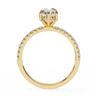 Oval-Cut Diamond Solitaire Ring with Pavé Band — 10k–18k Gold