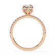 Oval-Cut Diamond Solitaire Ring with Pavé Band — 10k–18k Gold