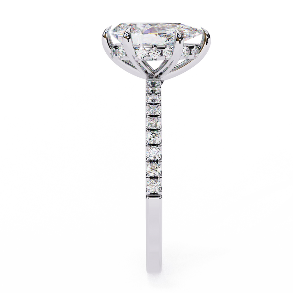 Diamond Solitaire Ring with Pavé Band — 10k–18k Gold