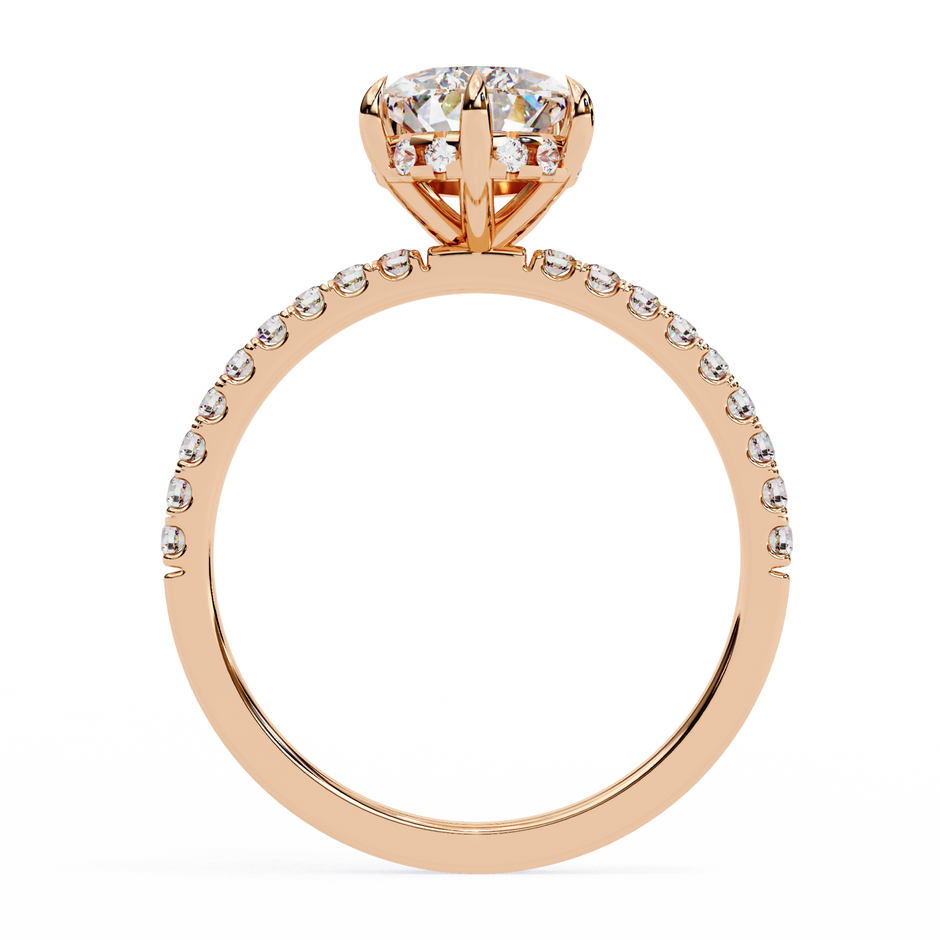 Diamond Solitaire Ring with Pavé Band — 10k–18k Gold