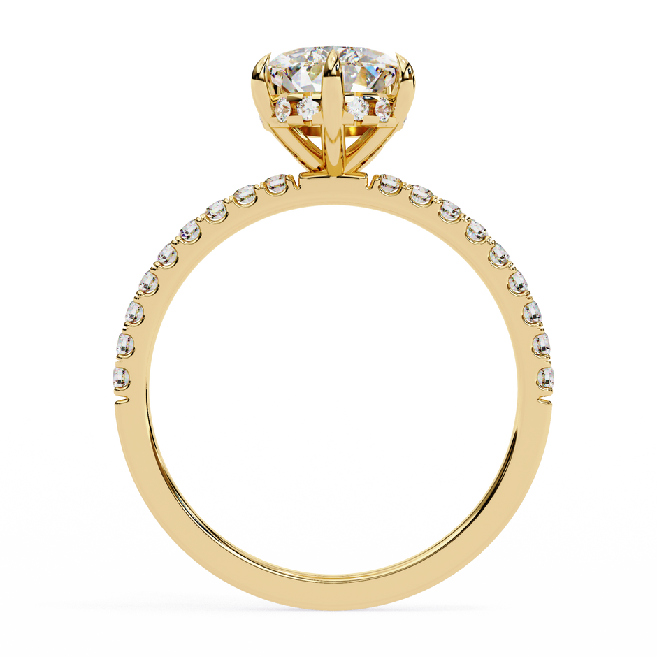 Diamond Solitaire Ring with Pavé Band — 10k–18k Gold