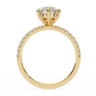 Diamond Solitaire Ring with Pavé Band — 10k–18k Gold