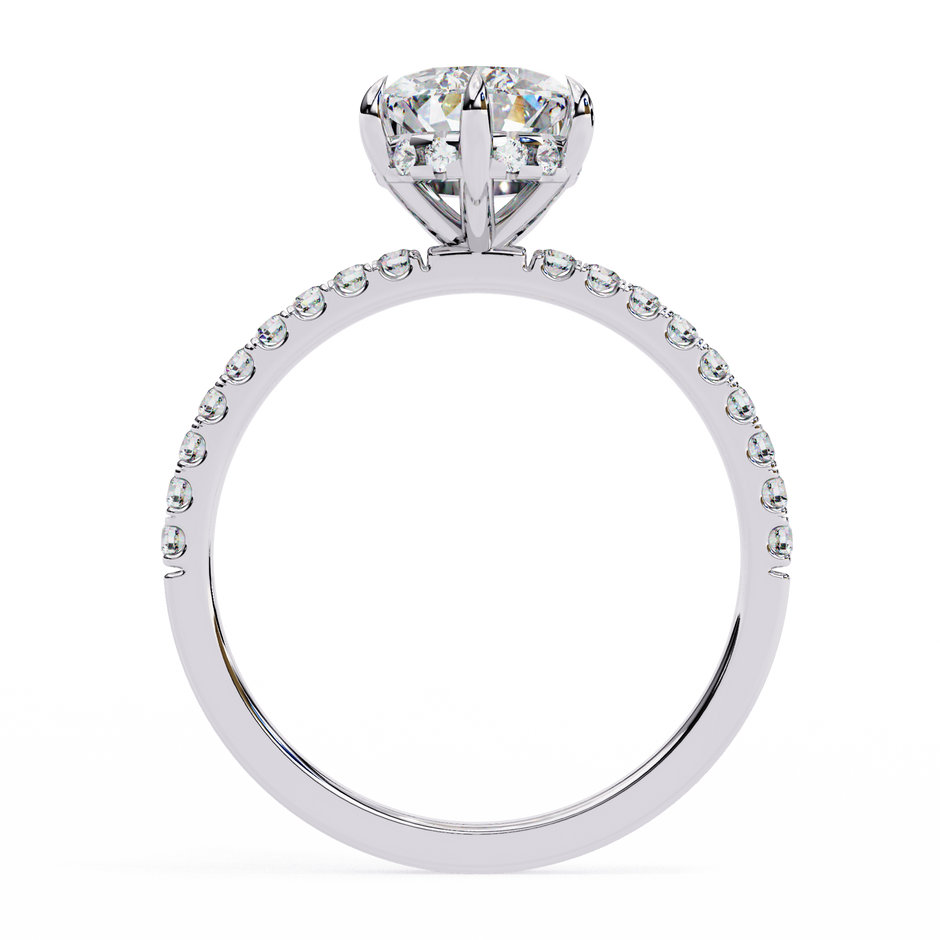 Diamond Solitaire Ring with Pavé Band — 10k–18k Gold