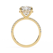 Cushion-Cut Diamond Solitaire Ring with Pavé Band — 10k–18k Gold
