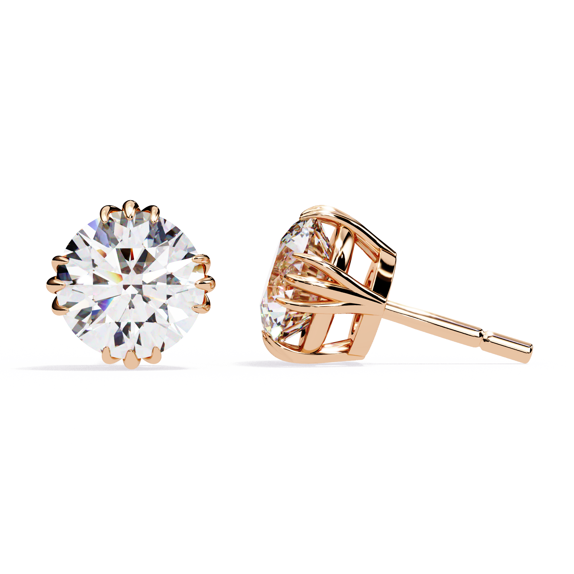 Prestige Four-Prong Diamond Stud Earrings — 10k–18k Gold