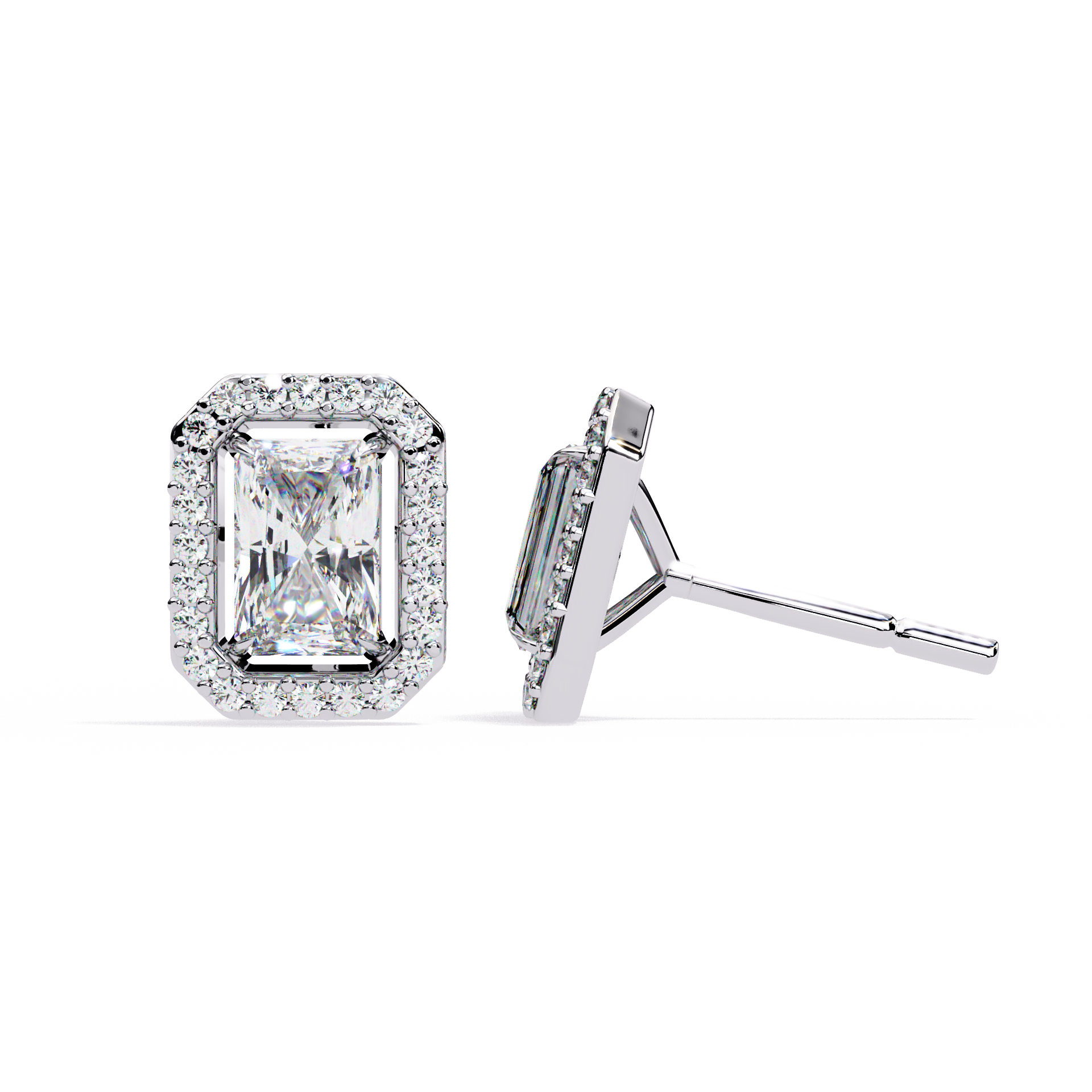 Panthère Princess-Cut Diamond Stud Earrings — 10k–18k Gold
