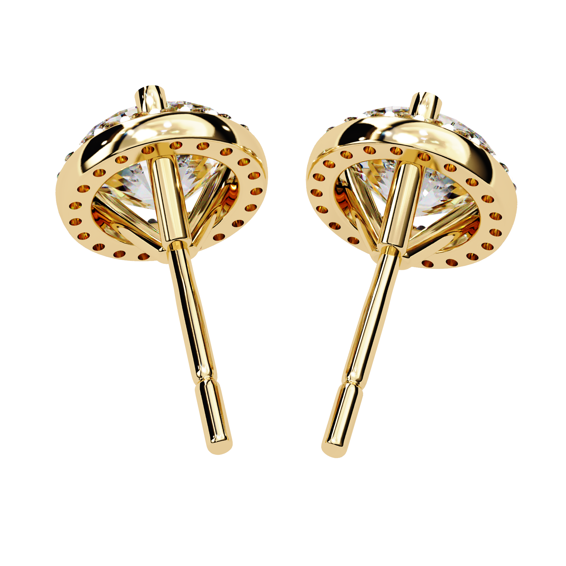 Pétale Pavé Flower Diamond Stud Earrings — 10k–18k Gold