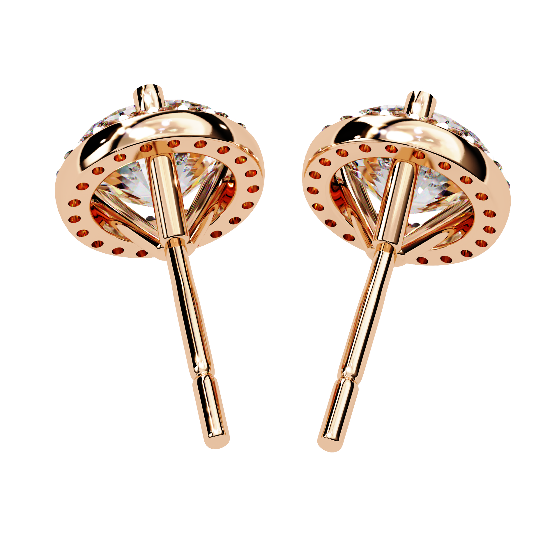 Pétale Pavé Flower Diamond Stud Earrings — 10k–18k Gold