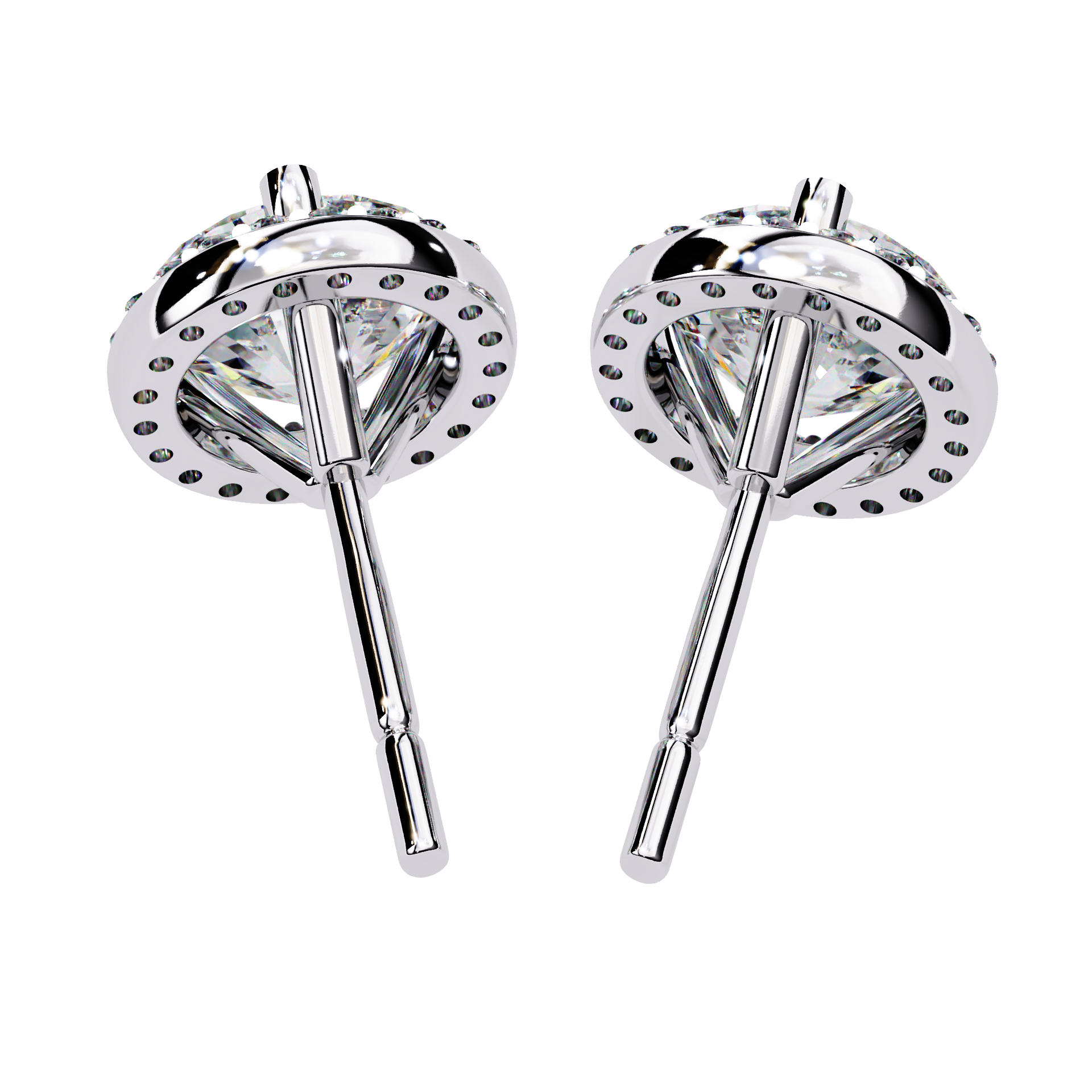 Pétale Pavé Flower Diamond Stud Earrings — 10k–18k Gold