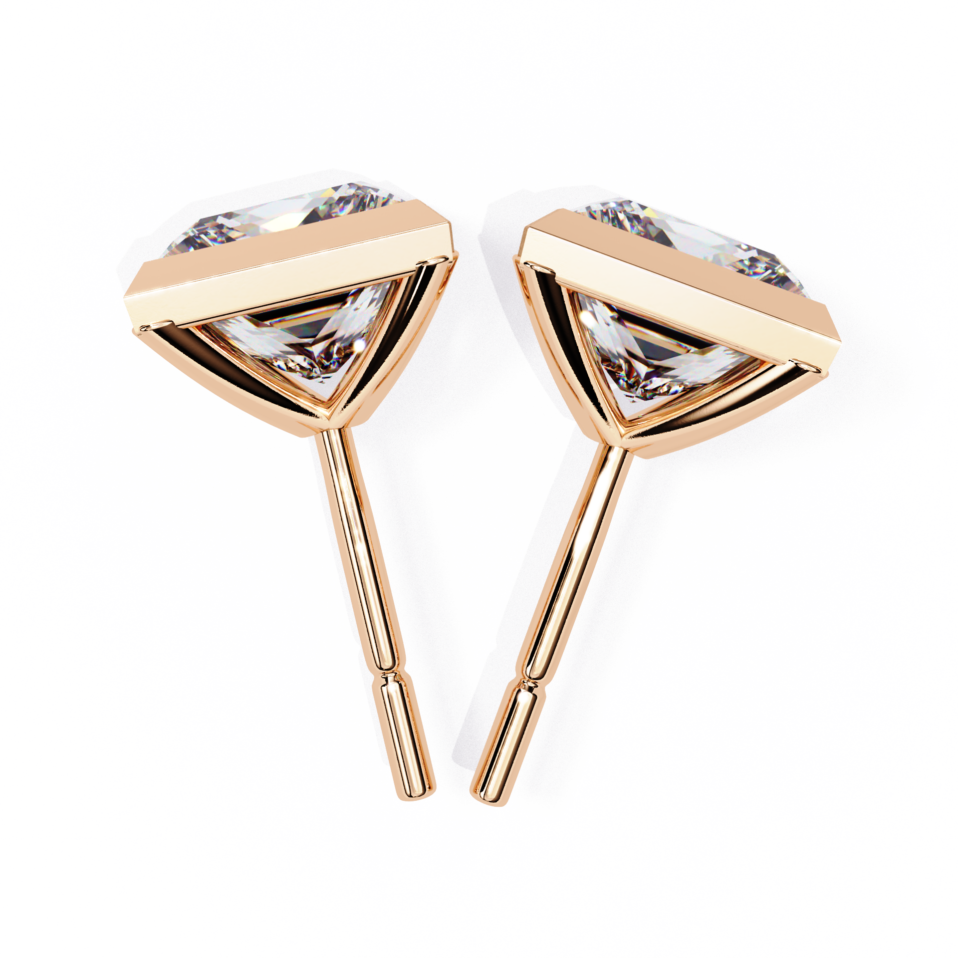 Lumière Ombré Pavé Diamond Stud Earrings — 10k–18k Gold