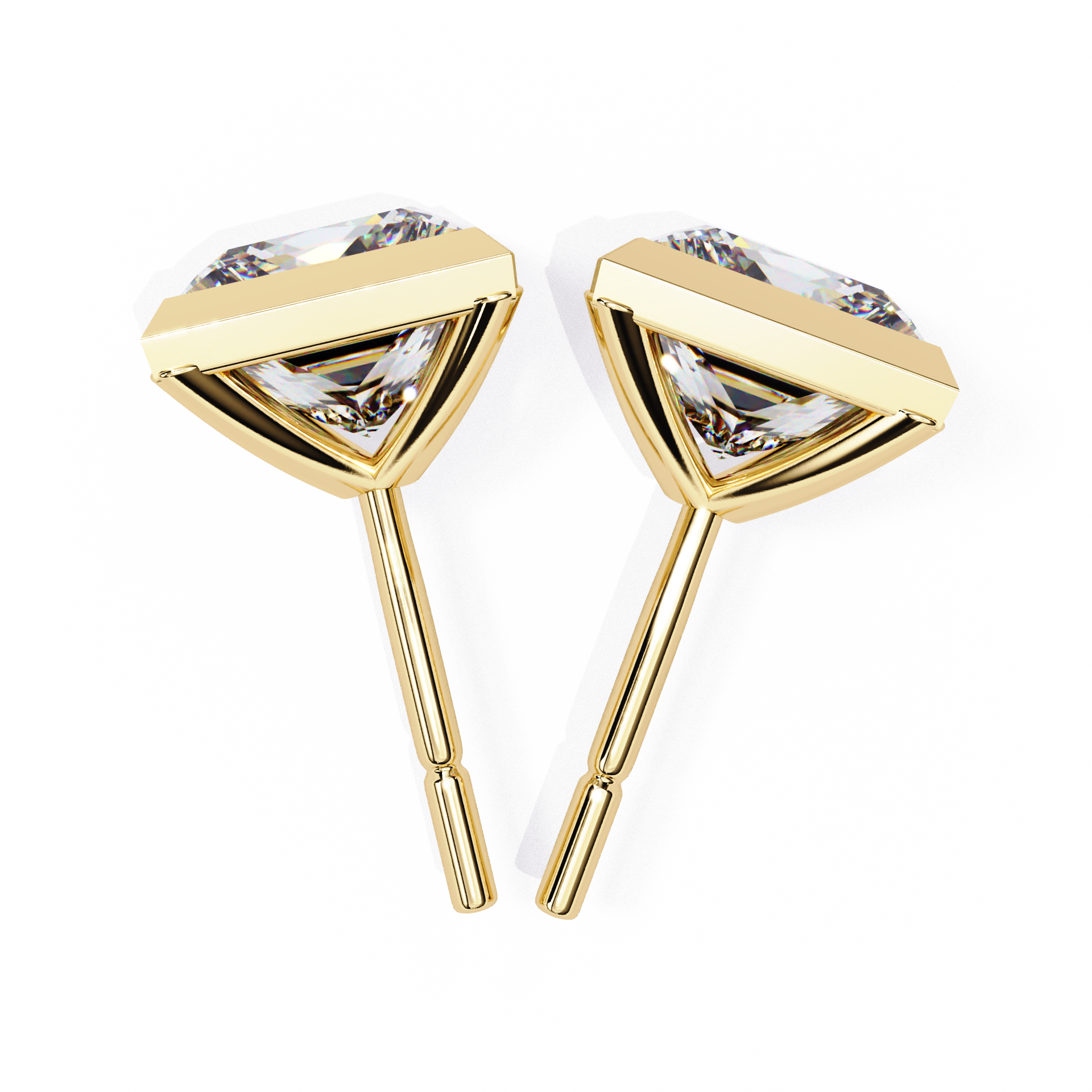 Lumière Ombré Pavé Diamond Stud Earrings — 10k–18k Gold