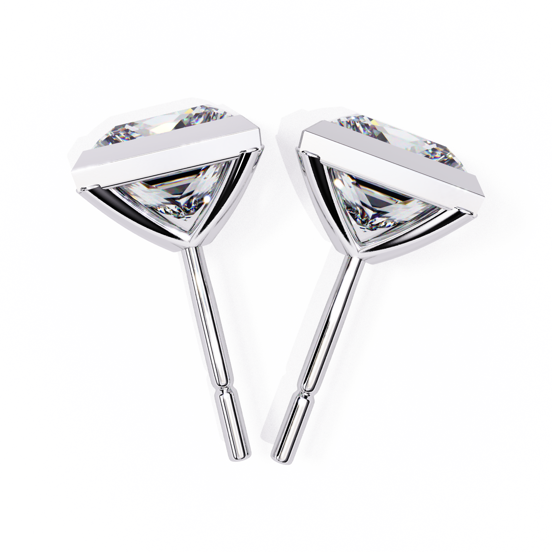 Lumière Ombré Pavé Diamond Stud Earrings — 10k–18k Gold