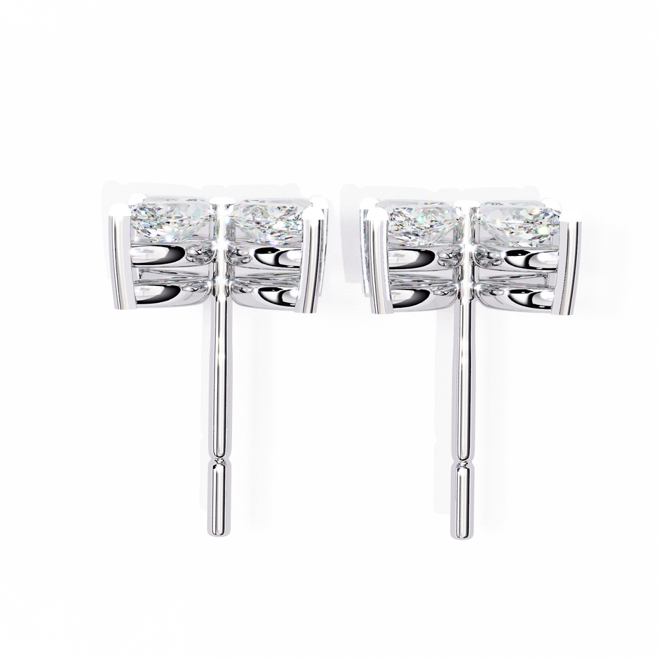 Signature Princess Pavé Border Diamond Stud Earrings — 10k–18k Gold