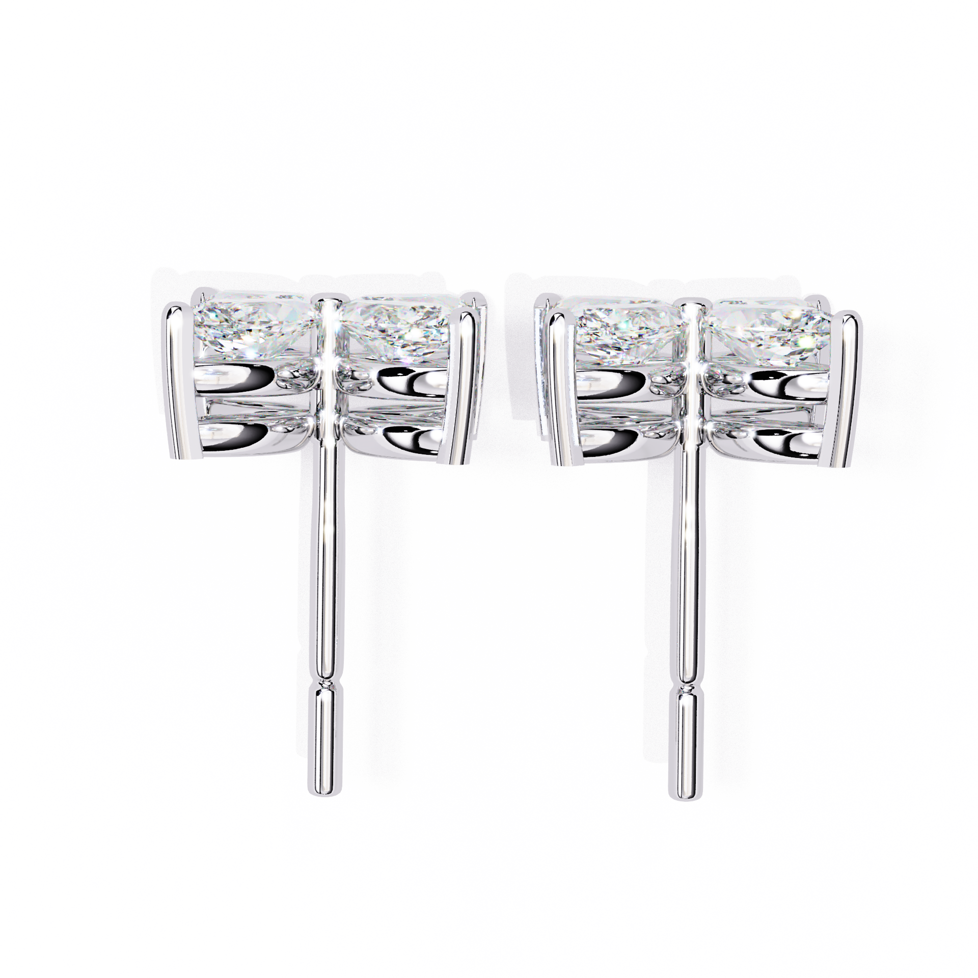 Signature Princess Pavé Border Diamond Stud Earrings — 10k–18k Gold