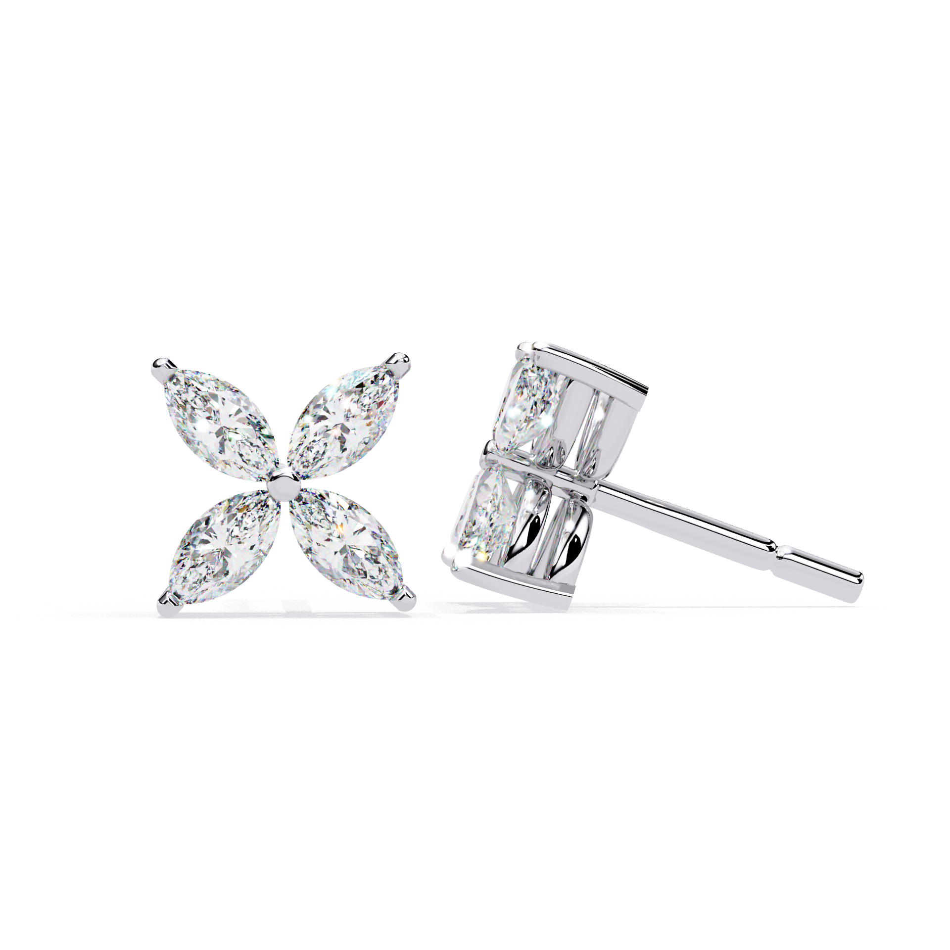 Signature Princess Pavé Border Diamond Stud Earrings — 10k–18k Gold