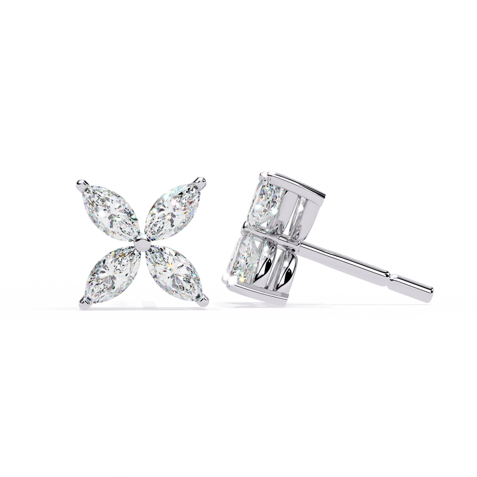 Signature Princess Pavé Border Diamond Stud Earrings — 10k–18k Gold