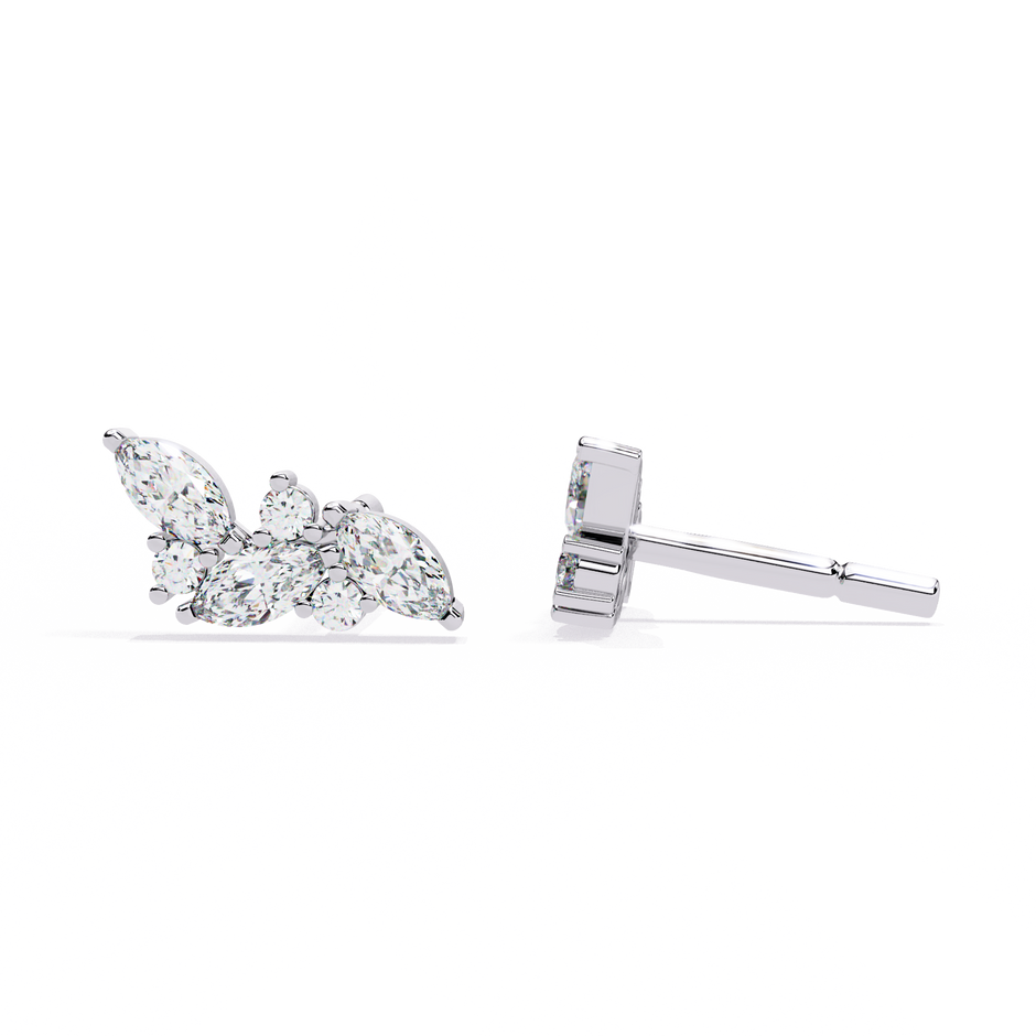 Belle Époque Antique-Cut Diamond Stud Earrings — 10k–18k Gold