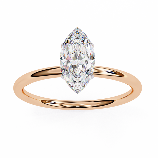 Pear-Shaped Diamond Solitaire Ring in 10k–18k Gold